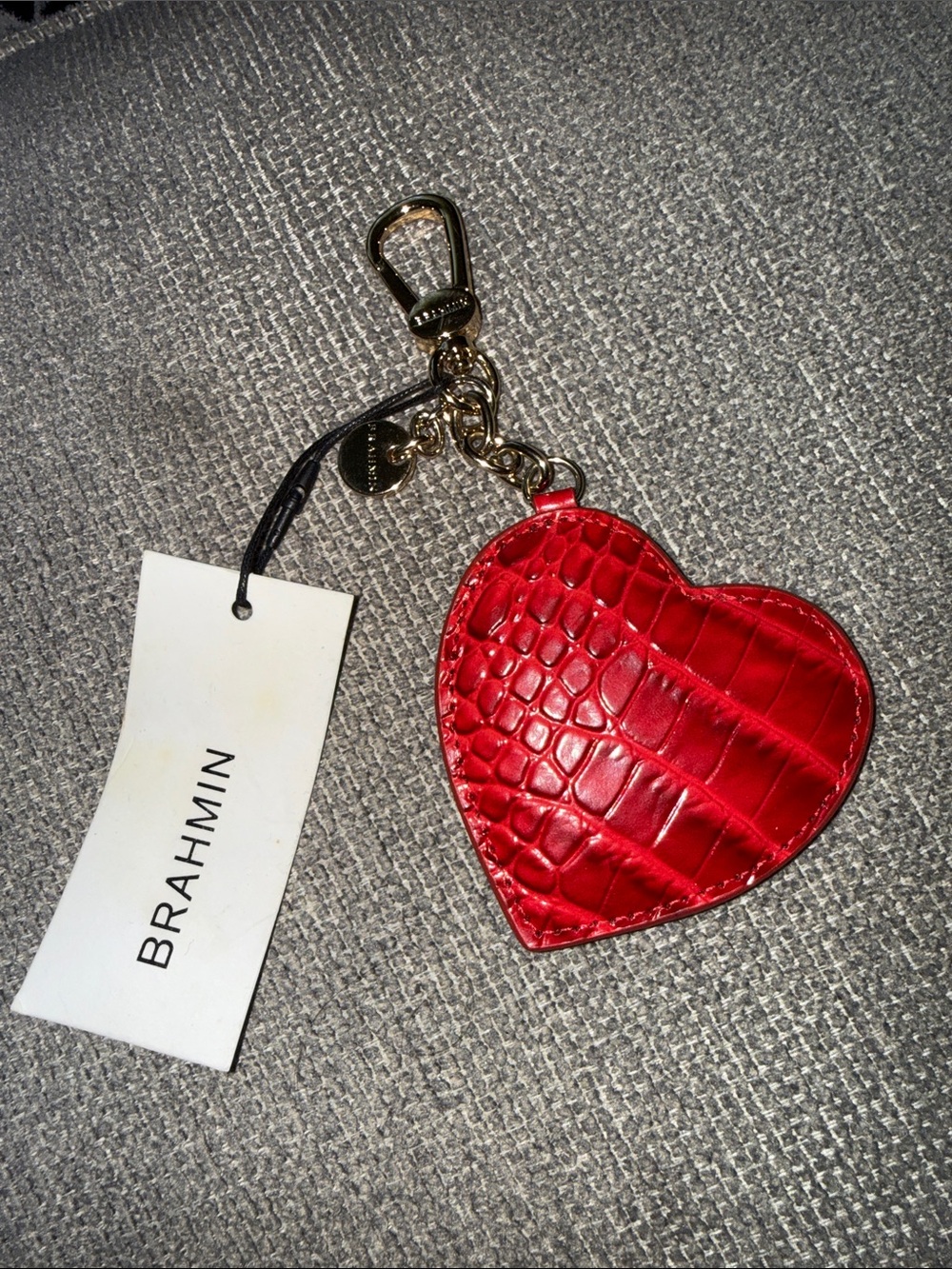 Brahmin heart key fob carnation